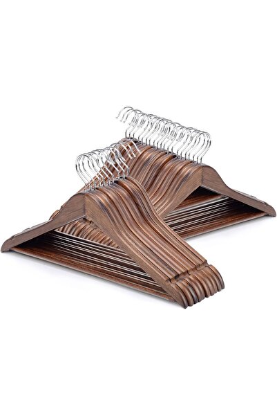 Nature Smile Wooden Suit Hangers - 30 Pack, Non-Slip Bar, 360° Swivel Hook (R...