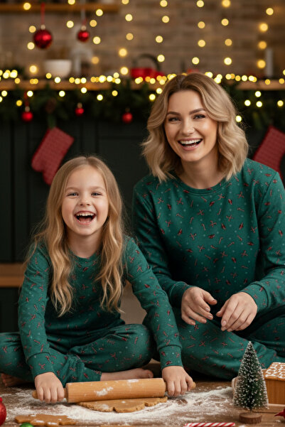 ELİTOL Σετ Πιτζάμες Χριστουγεννιάτικης Μητέρας και Κόρης Thermal Candy Cane