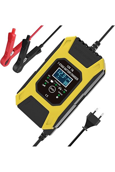 Morelian 12V 7A Smart Battery Charger (LCD, 7-Stage) EU Plug