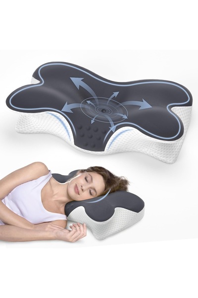 SHUFA Kelebek Tasarımlı Ortopedik Boyun Destek Yastığı – Yavaş Yükselen Memory Foam Ergonomik Uyku Yastığı