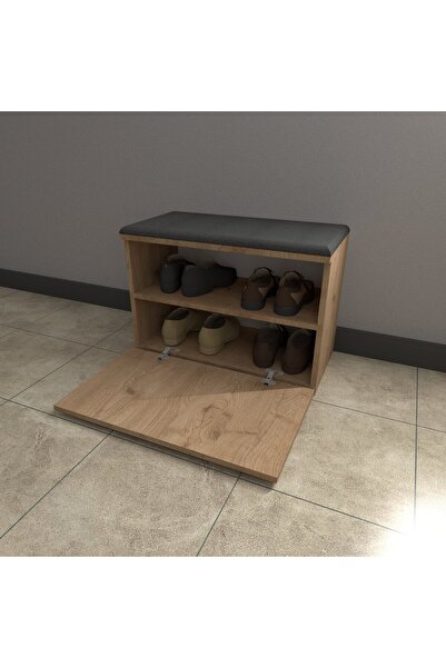 MDM Dizayn 70 cm Puflu Ayakkabılık Oturaklı Ayakkabılık Dekoratif Dolaplı