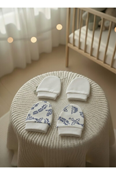 Messido 100% Cotton 2-Piece Glove Set - White / Vehicles