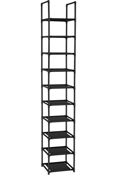 Generic رف أحذية عمودي رفيع من فيدوشال هوم، ١٠ طبقات، موفر للمساحة، متين، أسود