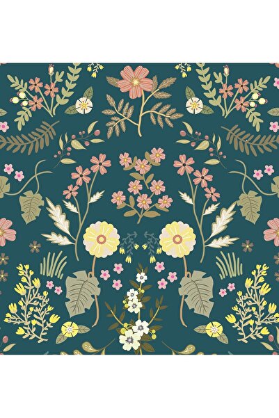 AZONEE ورق جدران قابل للتقشير واللصق بنقشة زهور - أزرق داكن عتيق (44 × 30 سم)