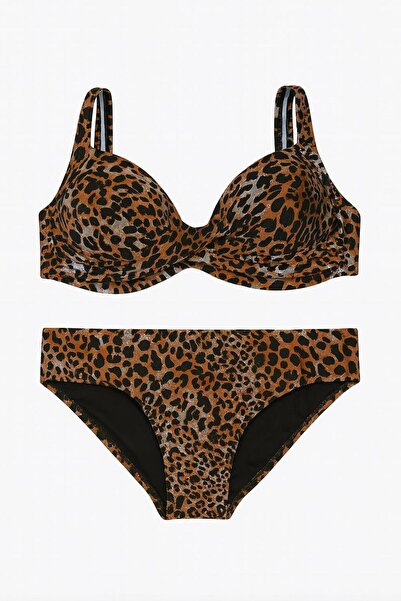 RAPAPA Γυναικείο σετ μπικίνι με στάμπα λεοπάρ-1192