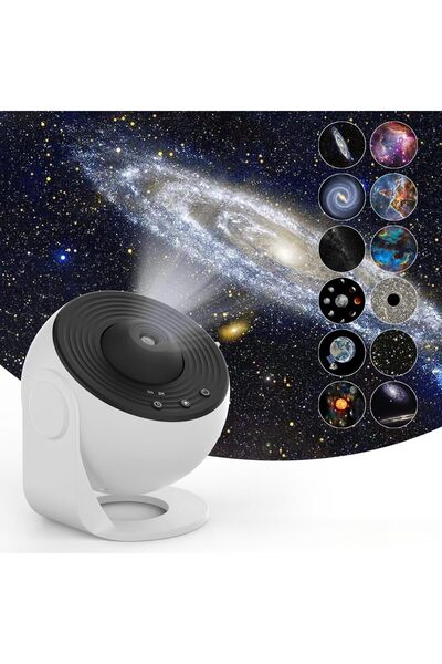 CCOVERY مصباح عرض المجرة النجمية، جهاز عرض سديم دوار 360 درجة مع 12 قرصًا قاب...