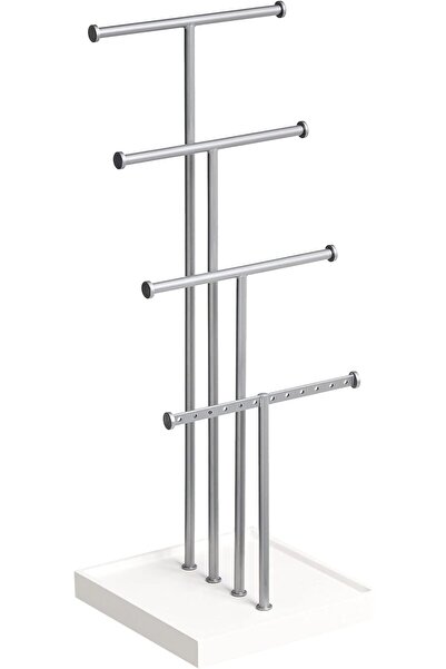 Amazon basics حامل مجوهرات على شكل شجرة بأربع طبقات - أبيض/نيكل