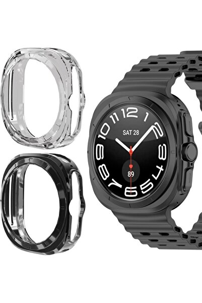 Generic TPU Protective Case for Samsung Galaxy Watch Ultra 47mm - Black & Clear (2-Pack)