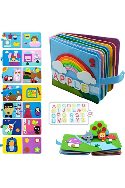 Generic كتاب أبجدية من القماش على طراز مونتيسوري للأطفال، لوحة تعليمية من الق...