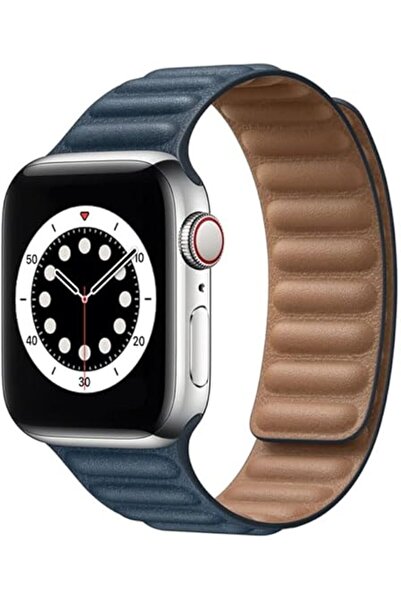 Generic AC&L Magnetic Leather Band for Apple Watch 38mm - Midnight Blue (Unisex)