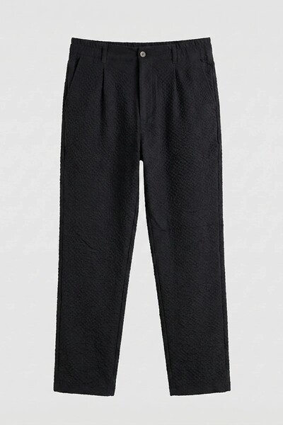 inpool Pile Detailed, Comfortable Fabric, Elastic Waist, Loose, Oversized , Black Pants Sofia