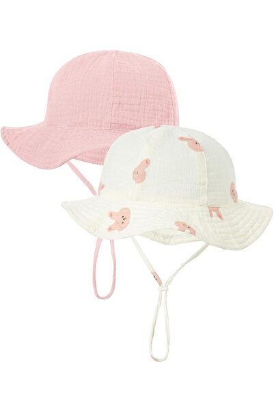 Yelajoy Toddler Beach Sun Hat, UPF50+ Wide Brim Adjustable Bucket Hat for Baby Boys & Girls (2-Pack)