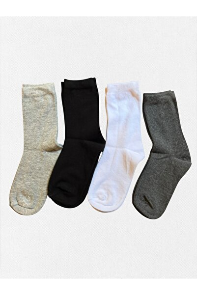 Fil Kids Момчешки зимни чорапи, памучни, комплект от 4 броя, черно-бели-сиви,...