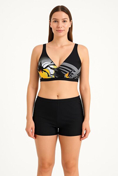 RAPAPA Women's Tankini Set with Shorts – Floral Print Top & Black Shorts Bottom- 1206