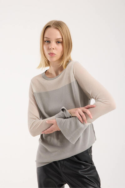 sumoda Women's Knitwear Sweater Thin See-Through Detailed Soft Texture