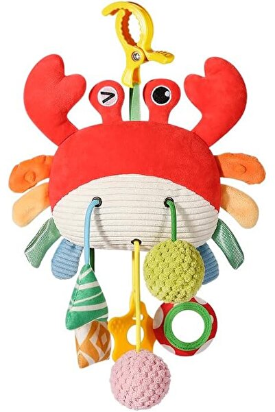 Yelajoy Car Seat Hanging Activity Toy for 0-12 Months – Plush Rattle with Mirror, Crinkle & Clip