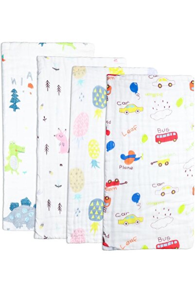 Generic 4-piece Muslin Baby Burp Cloths by Azoni, 25×50 cm, 6-layer 100% Cotton