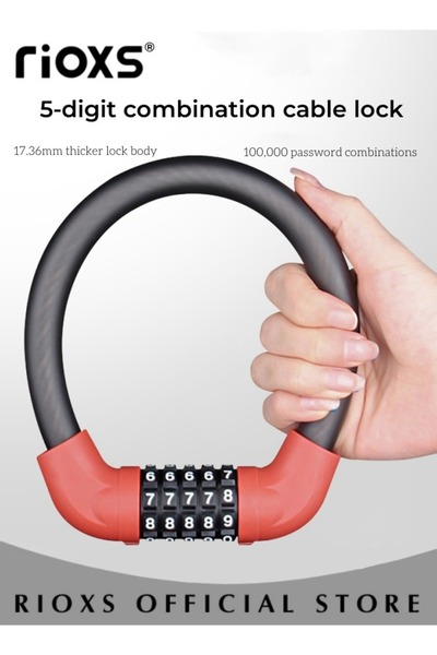 RIOXS Bike Lock 5 Position Cable Lock Lightweight Bike Lock Bike Lock Combo Portable Bike Lock with Extend