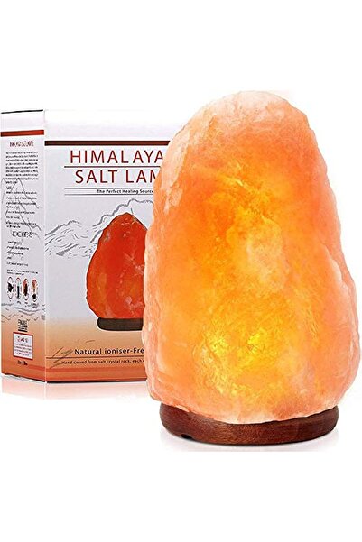 HOOKOR مصباح ملح الهيمالايا 6-8 بوصة (4-7 رطل) مع باهتة وقاعدة خشبية