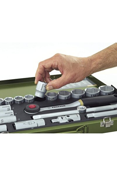 Proxxon 23080 Precision Mechanics 36-Piece 1/4 Inch Socket Set with Steel Box...