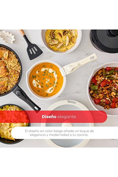 Bergner CLICK&COOK 10-Piece Cookware Set — Removable Handle, Cast Aluminum, Marble Non-Stick