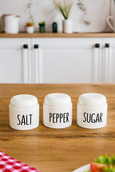 Porsima Francesco 3-Piece Porcelain Ergonomic Spice Rack Set Round Shaped White Set