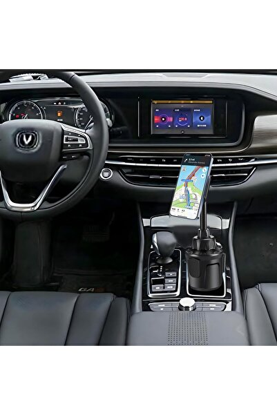 NALACAL Car Cup Holder Magnetic Phone Mount, 360° Rotation, Fits 2.4–3.54" Phones, Black