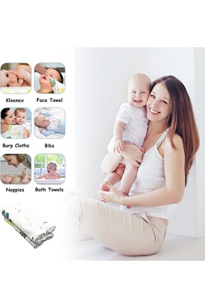 Generic 4-piece Muslin Baby Burp Cloths by Azoni, 25×50 cm, 6-layer 100% Cotton