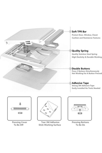 Yelajoy قفل باب منزلق مكون من 4 قطع - قفل أمان متعدد الوظائف متين مع لاصق 3M ...