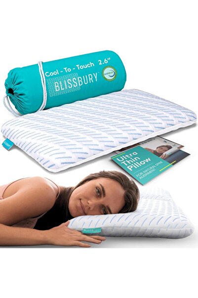genernic BLISSBURY 2.6 Inch Cooling Ultra Thin Memory Foam Pillow (Cooling White)