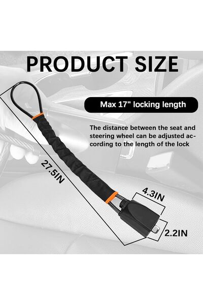 EXCEFORE قفل عجلة القيادة وقفل حزام الأمان - جهاز عالمي مضاد للسرقة للسيارة م...