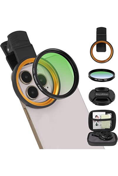 Generic 52MM CPL Filter for Phone, Clip-On Circular Polarizing Lens with HD M...