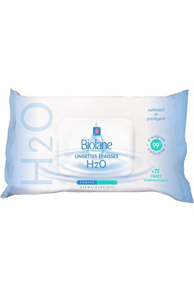 Biolane مناديل مبللة سميكة من H2O، قابلة لإعادة التعبئة، صديقة للبيئة، 3 عبوات من 72 منديل