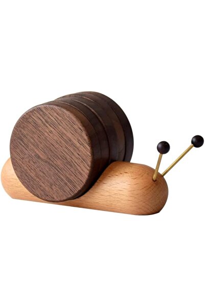 AZONEE Wood Coaster Set - Snail Shape Wooden Coasters (Black Walnut)