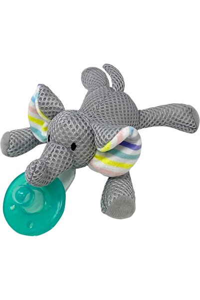 Baby Works - حامل لهاية مع لهاية قابلة للفصل، إيلي الفيل، رمادي