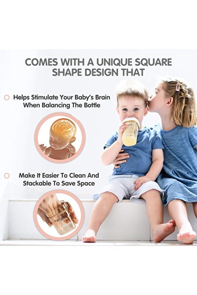 Hegen anti-colic wide-neck baby bottle - 5 oz breastfeeding system with slow-flow nipples