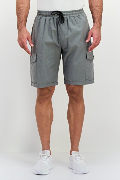 Trendyol Collection Men Plain Cargo Shorts, Dark Grey