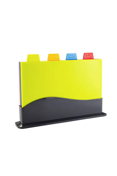 Arabest 4Pcs Chopping Board Kit with Drainage Holder Stand&Easy Gripped Handle Color Marked Cutting Boards