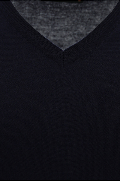 Abdullah Kiğılı V-Neck Regular Fit Embroidered Wool Knitwear Sweater