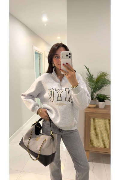 BİRCANÇİL Tiessa Gray Nyc Printed Sweat