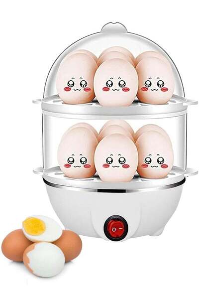 Arabest Electric Egg Boiler, Double Layer Egg Cooke with Automatic Shut Off, Egg Steamer for Heated Milk