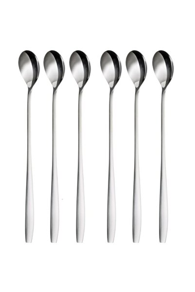 White Label Set 6 long-handled teaspoons, stainless steel, Silver, 22 cm