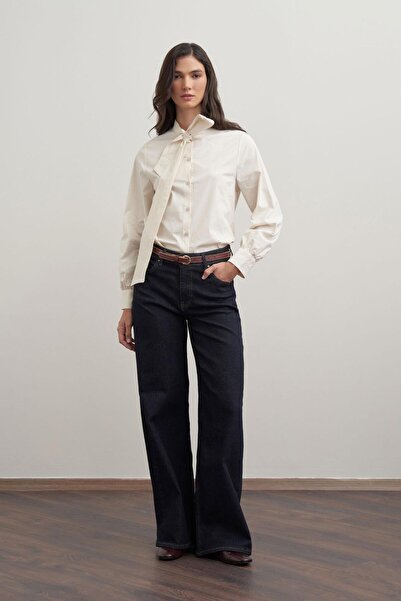 ALLDAY بنطلون جينز عالي الخصر وواسع الساقين