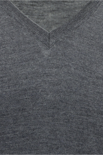 Abdullah Kiğılı V-Neck Regular Fit Embroidered Wool Knitwear Sweater