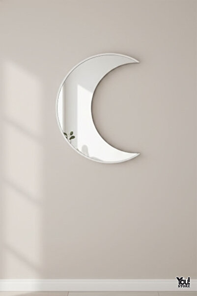 Youstore Ay Şeklinde Gümüş Pleksi Yapışkanlı Ayna