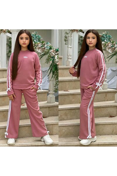 EFSACE Alo Printed Bowknot Girl's Suit Fleece-Lined Corded Fabric Fabric 6 16 Years Old