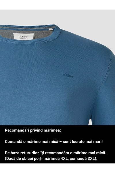 s.Oliver Big Sizes Men's sweater big sizes, with neckline at the base of the neck, Blue