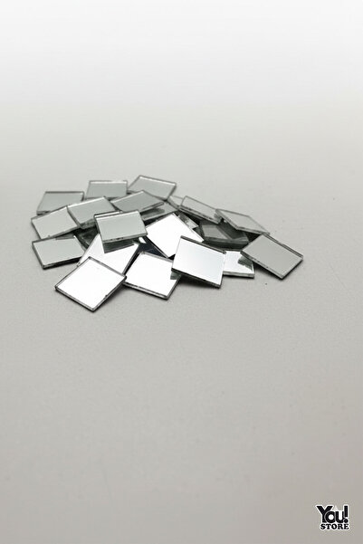 Youstore Gümüş Kare Pleksi Yapışkanlı Ayna 1 cm 100 Adet