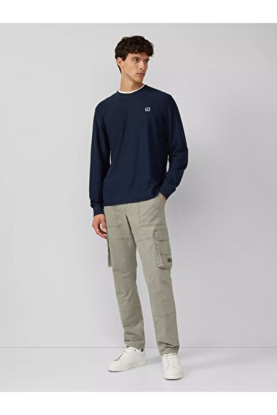 s.Oliver Men's striped blouse, scoop neck, Regular fit, Dark navy