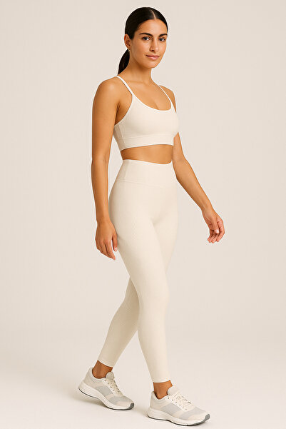 kaphone 10 Women's High Waist Gathered Ribbed Winter Knitted Leggings